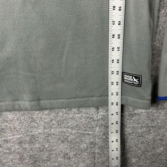 Eddie Bauer Pullover Mens Medium Fleece Snap Mock Neck Slate Gray Outdoor - Picture 5 of 11